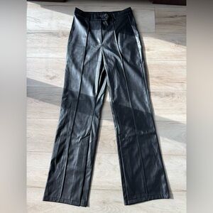 COMMENSE Faux Leather Split-Hem Pants — Medium — NWT